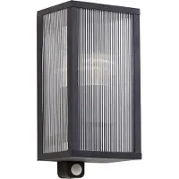 LINDBY Außenwandlampe Peldar anthrazit/geriffelt 26cm Sensor