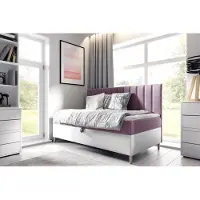 Fun-Möbel Boxspringbett Gästebett Kinderbett HELVI Nr.2 90x200cm Weiss-Rosa