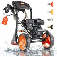 Vevor Benzin Hochdruckreiniger 200 bar, Terrassenreinger 7 L/min, Aluminiumpumpe mit Spritzpistole, Lanze & 4 Düsen, Benzinreiniger für Autos, Zäune, Einfahrten, Häuser, Terrassen & Gartenmöbel