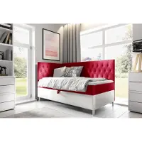 Fun-Möbel Boxspringbett Gästebett Kinderbett FINJA Nr.3 90x200cm Weiss-Rot Seite Links