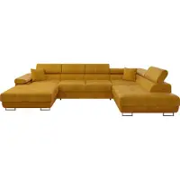 Mirjan 24 Wohnlandschaft Torezio Bis, Stilvoll Eckcouch mit Bettkasten und Schlaffunktion, Einstellbare Kopfstützen, 346x203x70-90 cm (Farbe: Wave 05, Seite: Rechts)