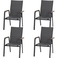 Siena Garden Tesoro Stapelsessel 4er-SetAlu, Textil, Teak100 %