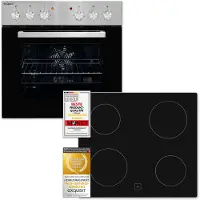 Exquisit Einbauherdset EHE156-2.1U-Set inox | 59 l Garraumvolumen | 7 Backofenfunktionen | Kochfeld mit Rahmen | Energieklasse A