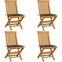 Syfax Klappstühle mit taupefarbenen Kissen, 4-teilig, Massivholz Teakholz