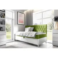 Fun-Möbel Boxspringbett Gästebett Kinderbett FINJA Nr.2 90x200cm Weiss-Grün