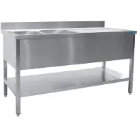 Saro Spültisch mit 2 Becken links 1600x600x850mm Grundboden und Aufkantung