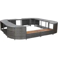 Syfax Whirlpool-Umrandung Quadratisch Grau 268x268x55 cm Poly Rattan