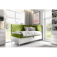 Fun-Möbel Boxspringbett Gästebett Kinderbett FINJA Nr.3 80x200cm Weiss-Grün Seite Rechts