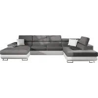 Mirjan 24 Ecksofa Cotere Bis, Eckcouch mit Bettkasten,U-Form Schlafsofa vom Hersteller, Wohnlandschaft (Farbe: Soft 017 + Lux 05 + Soft 017, Seite: Rechts)
