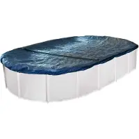 Interline Winterabdeckung Oval 6,10 x 3,60 m, Poolabdeckung, Überirdischer Pool, Oval, Blau, Silber, PVC, 3600 mm
