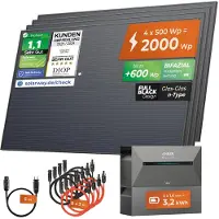 Solarway 2000Wp / 800W Balkonkraftwerk mit 3,2 kWh Speicher komplett Steckdose - 3,2 kWh Anker Solix 2 PRO Speicher