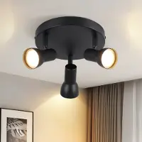 ZMH Deckenstrahler 3 Flammig Deckenlampe Flur Schwarz Deckenleuchte Modern Design Rund Strahler Innen Deckenspots Metall GU10 Schwenkbar für Schlafzimmer Wohnzimmer Küche(Ohne Leuchtmittel)