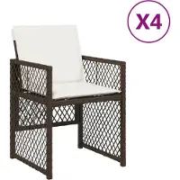 Syfax Gartenstühle mit Kissen 4 Stk. Braun Poly Rattan