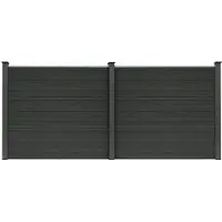 HOME DELUXE WPC Sichtschutzzaun CALLADO - 2 x Element + 3 x Pfosten I Sichtschutz Holzoptik, WPC Zaun Anthrazit, WPC Stecksystem Zaun