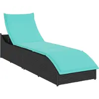 Syfax Klappliege mit Auflage und Stauraum Schwarz Poly-Rattan