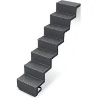 REKU Treppe ELEGANZ 80 Randbefestigung 6-stufig für Universal-Einbau aus Polyester, Farbe:Granit
