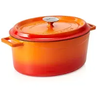 WAS Germany LAVA Kochtopf Bräter mit Deckel aus emailliertem Gusseisen Orange mit 7,0 Liter