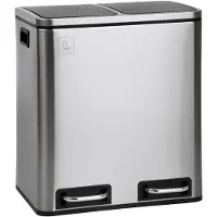 SVITA TM2X15 Treteimer 30 Liter 2x 15L Abfalleimer Mülleimer Mülltrennung Edelstahl Silber