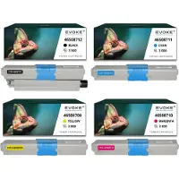 Evoke 4x Toner für OKI C332 46508712 CMYK = Schwarz + Blau + Rot + Gelb | Ersatz für C332DN 332DNw MC332dn 363DN 363DNW MC363N