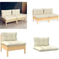 vidaXL 2 Sitzer Gartensofa mit Creme Kissen Massivholz Kiefer - 2-Sitzer-Gartensofa - 2-Sitzer-Gartensofas - Gartensofa - Gartensofas