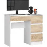 Akord PC-Schreibtisch A7 rechts Weiß Front Sonoma-Eiche B90 x H77 x T50 cm
