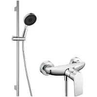 Kielle Vega - Duschset mit Unterputzarmatur, Duschstange, Brauseschlauch und Kopfbrause, verchromt 20618SN10
