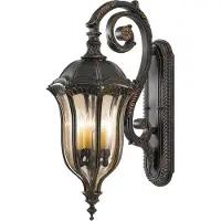 Casa Padrino Barock Außenwandleuchte Braun / Bronze / Gold 30,5 x 45,7 x H. 76,2 cm - Elegante Balkon Garten Terrassen Außenleuchte - Außenbeleuchtung im Barockstil