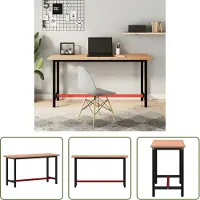 The Living Store Werkbank 150x55x81,5 cm Massivholz Buche und Metall