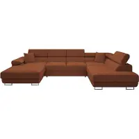 Mirjan 24 Wohnlandschaft Torezio Bis Cord, Stilvoll Eckcouch mit Bettkasten und Schlaffunktion, Einstellbare Kopfstützen, 346x203x70-90 cm (Farbe: Poso 39, Seite: Rechts)
