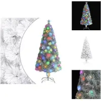 vidaXL Künstlicher Weihnachtsbaum mit Beleuchtung Weiß 150cm Glasfaser - Weihnachtsbäume