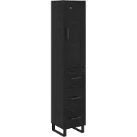 Syfax Highboard Schwarz Eichen-Optik 34,5 x 34 x 180 cm Holzwerkstoff