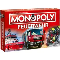 Winning Moves Monopoly Brettspiel – Das klassische Spiel in der Feuerwehr Edition für Kinder und Erwachsene