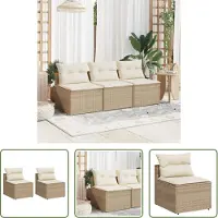 The Living Store Gartensofas ohne Armlehnen mit Kissen 2 Stk. Beige Poly Rattan