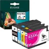 Evoke 4x Druckerpatronen Tintenpatrone für HP 932 933 | Schwarz + Farbe Satz | Ersatz für OFFICEJET 7110 7610 7612 7510