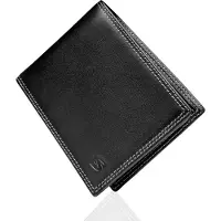 SERASAR | Ledergeldbörse [Space] mit Schwarz/Weiß Leather | Farbe: Schwarz/Weiß | Länge: 12.5cm