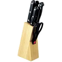 Michelino Holz-Messerblock 7 tlg. Messerset Holzblock 11239 Messerset schwarze Griffe