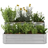 Blumfeldt Hochbeet 120x90, 2 Ebenen, Wetterfest & Korrosionsbeständig, Galvanisierter Stahl Für Gemüse & Kräuter, Offene Bodenstruktur, Einfache Montage, Silber