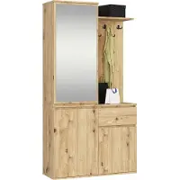 Akord Eingangsmöbel-Set ENTRO mit Kleiderschrank und Spiegel Eiche Artisan 95x35x183cm