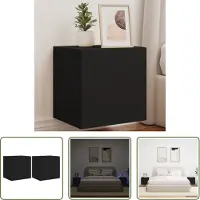 The Living Store TV-Wandschränke mit LED-Leuchten 2 Stk. Schwarz 40,5x35x40 cm