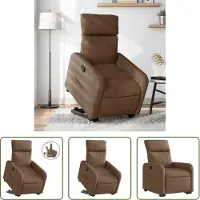 The Living Store Relaxsessel mit Aufstehhilfe Braun Stoff