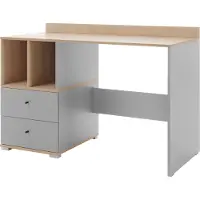 Mirjan 24 Schreibtisch Oro System 5 mit zwei Schubladen (Farbe: Platingrau / Platingrau + Biscuit Eiche)