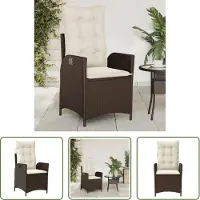 The Living Store Gartensessel Verstellbar mit Kissen Braun Poly Rattan