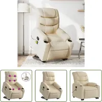The Living Store Massagesessel mit Aufstehhilfe Creme Stoff