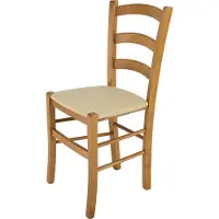 STOCK LINE t m c s Tommychairs - Stuhl VENICE für Küche und Esszimmer, robuste Struktur aus lackiertem Buchenholz im Farbton Eichenholz und gepolsterte Sitzfläche mit STOFF in der Farbe Hanf bezogen