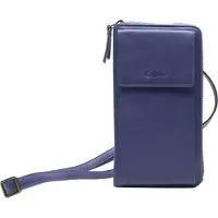 Esquire Leder Geldbörse Handytasche Peru Phone Wallet Bag Night Blue blau