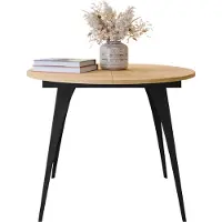 Mirjan 24 Tisch Carmina 100, Ausziehbar, Industrial, Rund, Beine aus Stahl, Esszimmertisch, Loft (Farbe: Schwarz / Eiche Craft Gold)