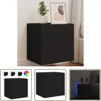 The Living Store TV-Wandschrank mit LED-Leuchten Schwarz 40,5x35x40 cm