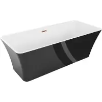 Mexen Tonia freistehende Badewanne 170 x 75 cm, weiß/schwarz, Überlauf roségold - 52171707575-60