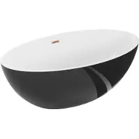 Mexen Nike freistehende Badewanne 175 x 100 cm, weiß/schwarz, Überlauf in roségold - 54071751075-60