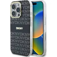 DKNY DKHMP16LHRHSEK iPhone 16 Pro 6.3" schwarz hardcase Repeat Texture Pattern With Stripe Schutzhülle
